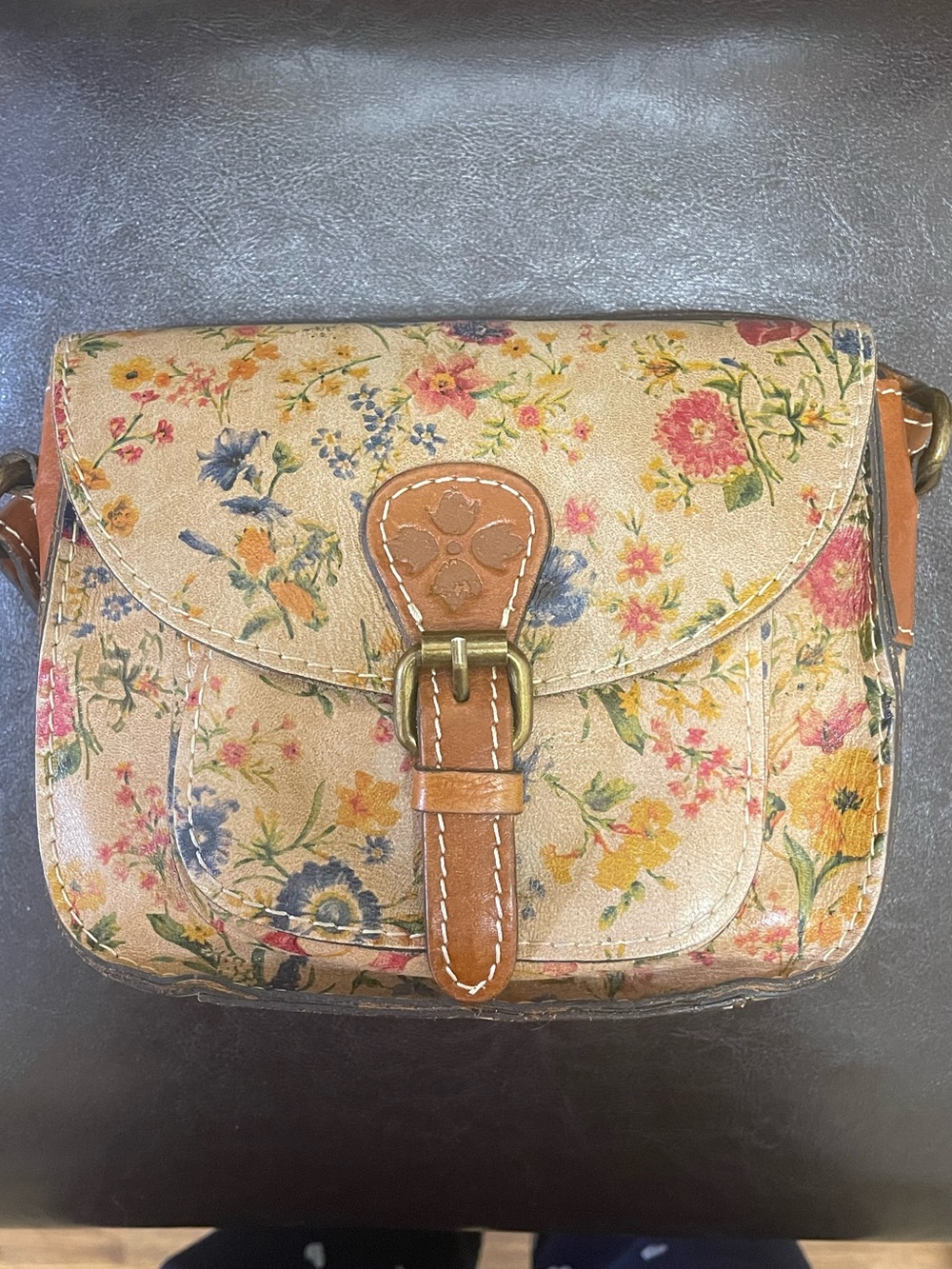 Patricia Nash Prairie Rose Leather Crossbody Bag EUC